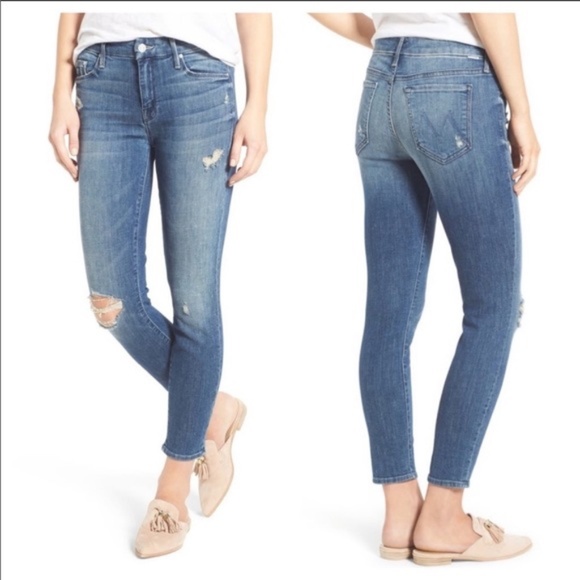 Mother The Looker Crop Gypsy Jeans - Picture 1 of 14